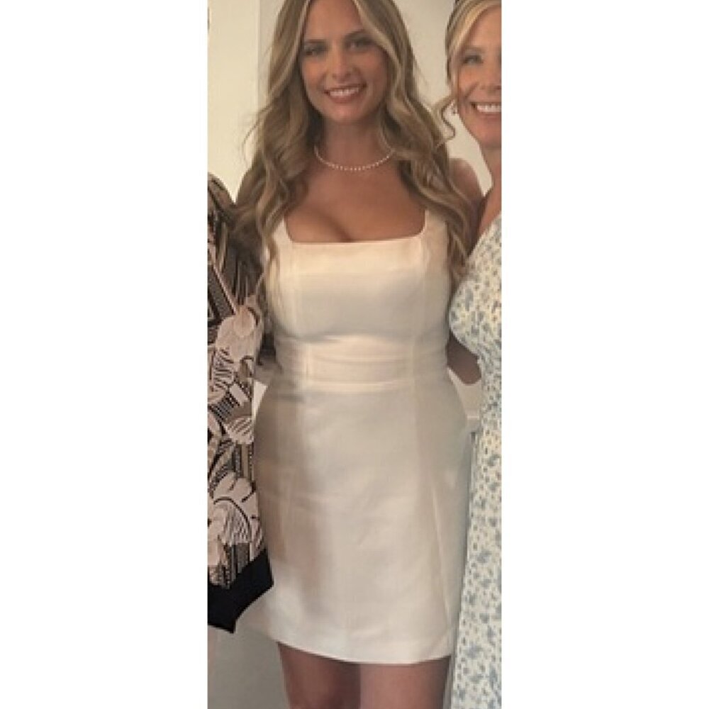 ELLIATT Amelie Square Neck Duchesse Satin Cocktail Minidress in Ivory X-Large